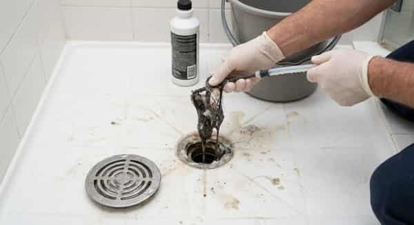 Ucpaná sprcha před čištěním